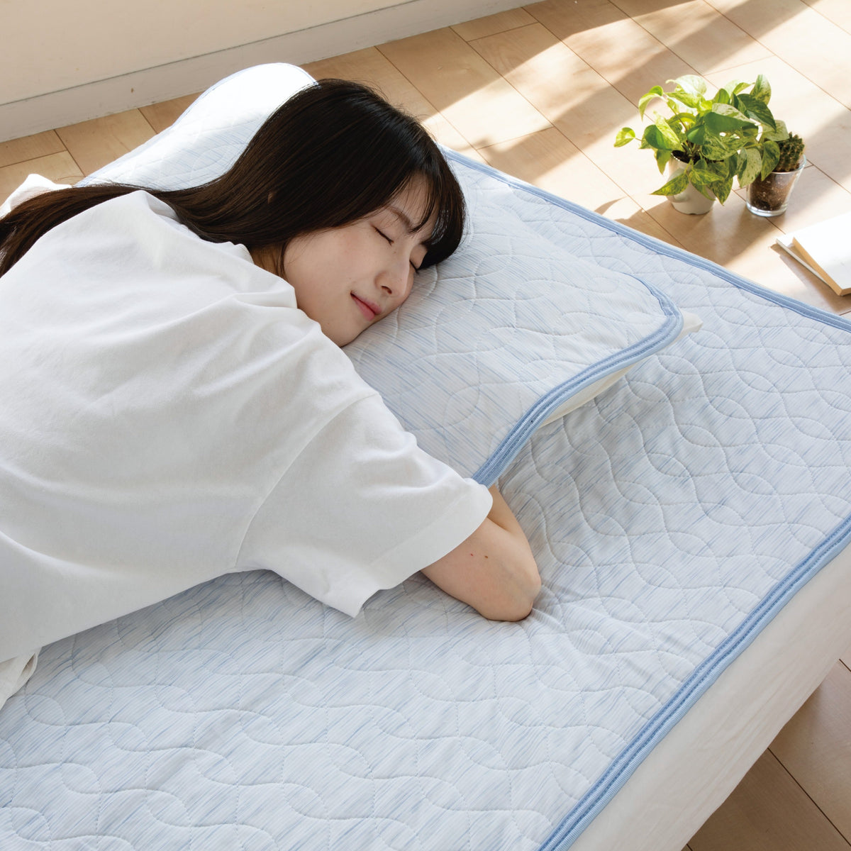 ロマンス小杉 アイスミンEX麻 敷きパッド 接触冷感 ウォッシャブル