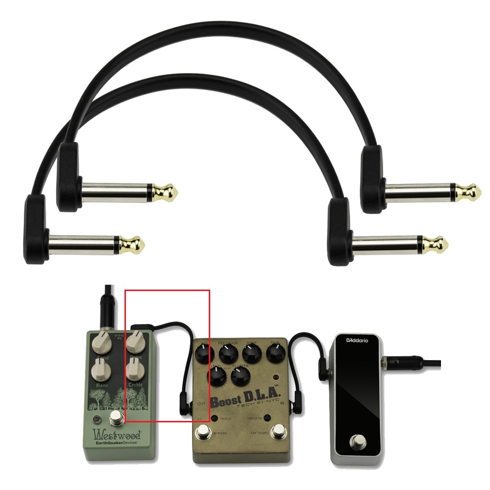 D'Addario Flat パッチケーブル 6inch (15cm) 2本入り 同一方向