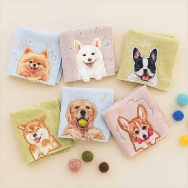 なでなでして！ ふわふわワンコのガーゼタオルハンカチ│YOU+MORE