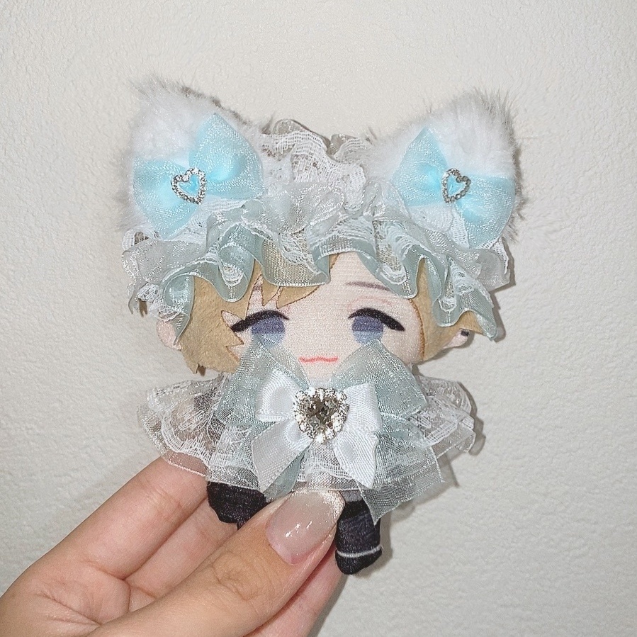 水色］にじぱぺっと ぬい服 ぬい帽子 ネコ耳ヘッドドレス 10cm