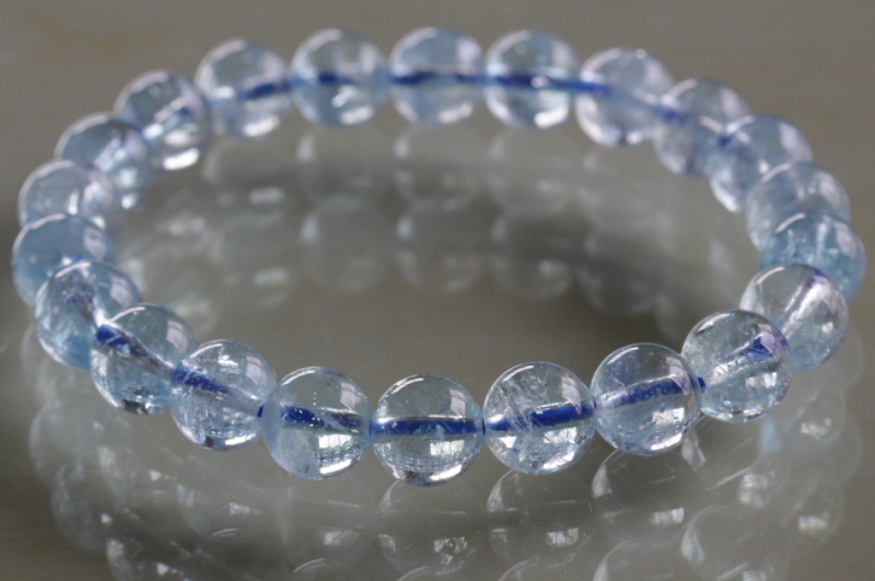 極上！超透明5Aアクアマリンブレスレット8.5mm玉【最高品質・超透明