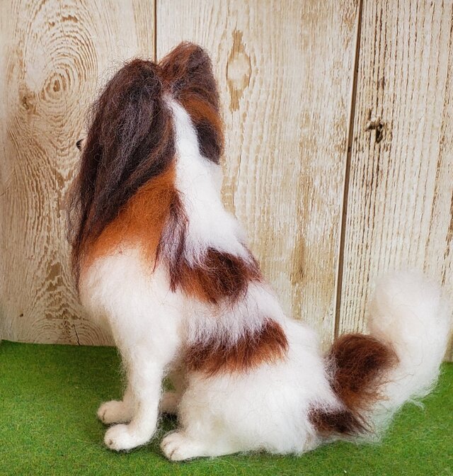 お座りパピヨン 羊毛フェルト | iichi 日々の暮らしを心地よくする