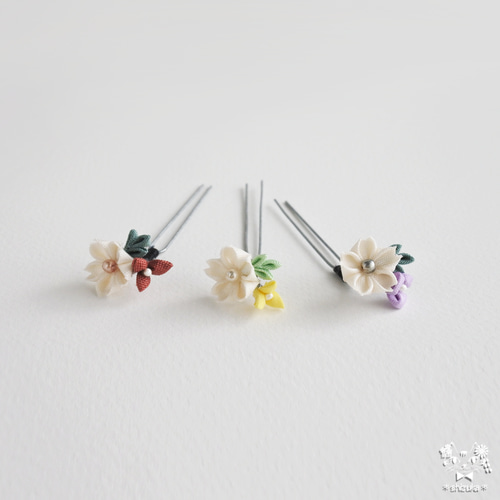 桜✤人形用かんざし ⊰藤色⊱ つまみ細工 髪飾り ドール リカちゃん