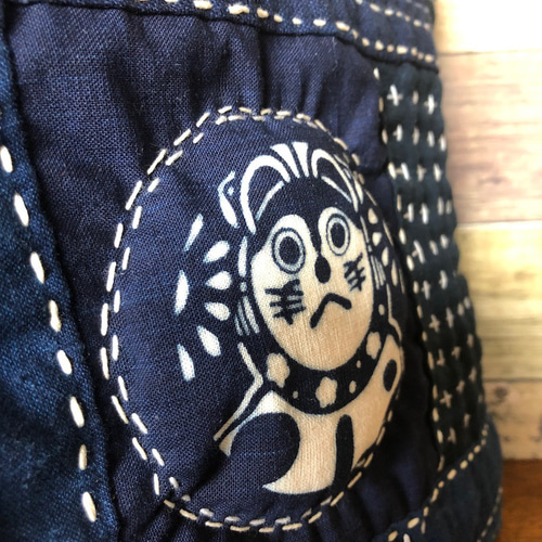 古布パッチワーク刺し子かばん 正藍染抜染 戌 トートバッグ 9210 通販