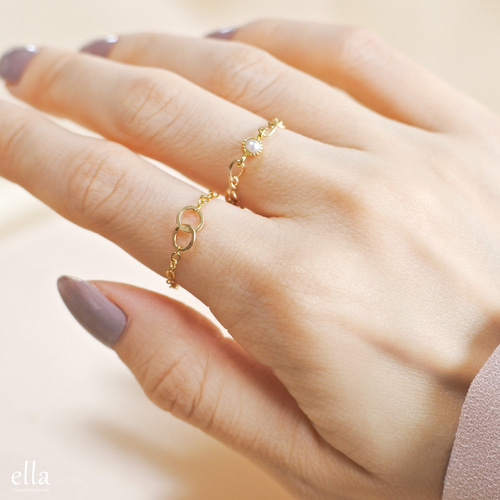 14kgf] ダブルサークル ラリエット チェーンリング /2個の輪のサイズ