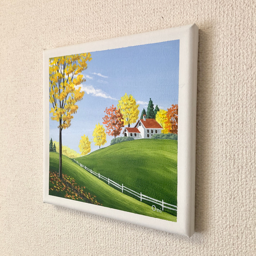 丘の上の一軒家02」アクリル画 原画 キャンバス SSMサイズ 風景画 絵画