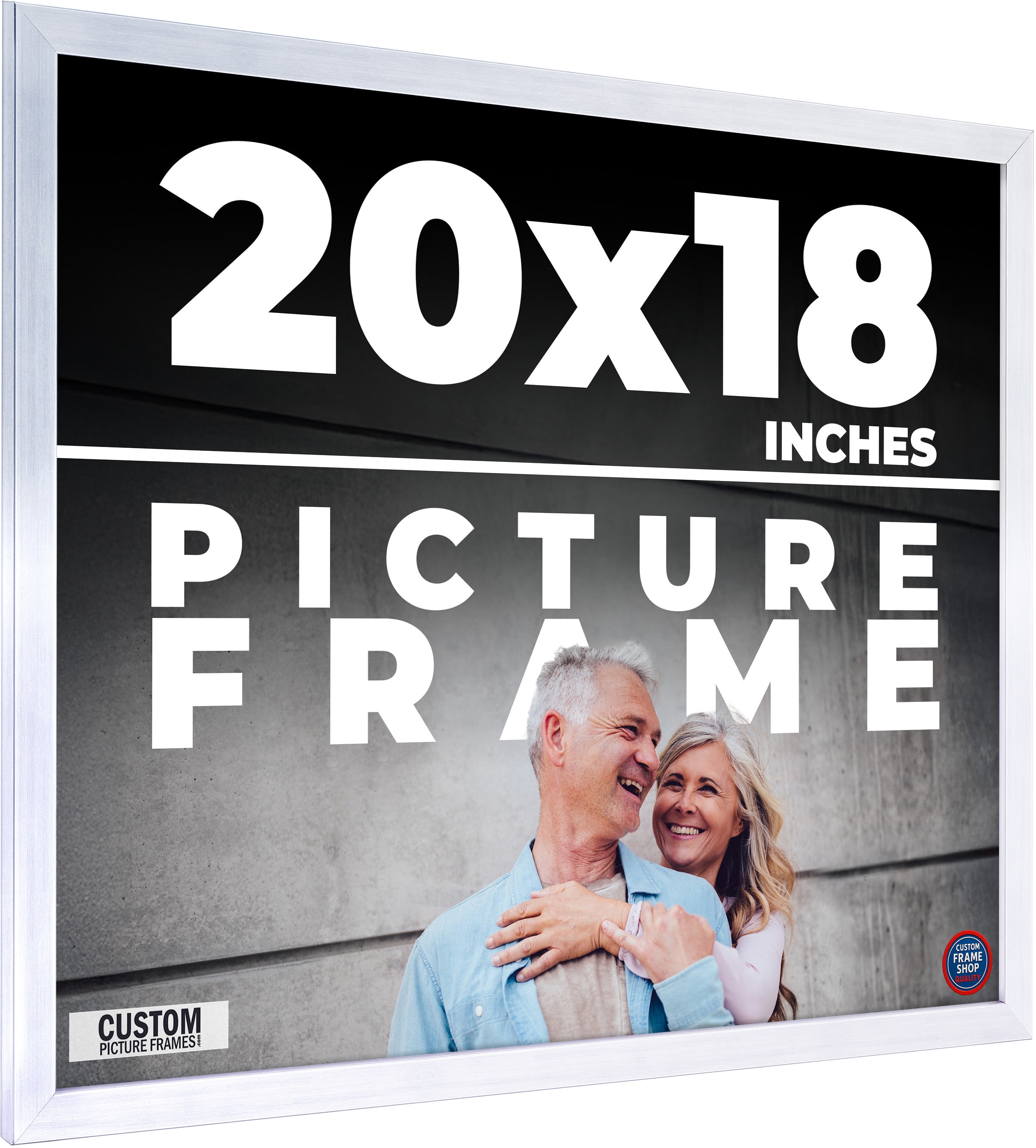 20x18 Frame Silver Stainless Steel Solid Wood Picture Frame | 0.75