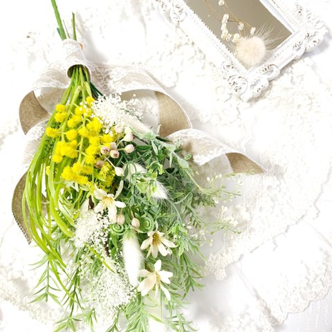 大人気！【ドライフラワー】ミモザとスターチススワッグ 期間限定 予約