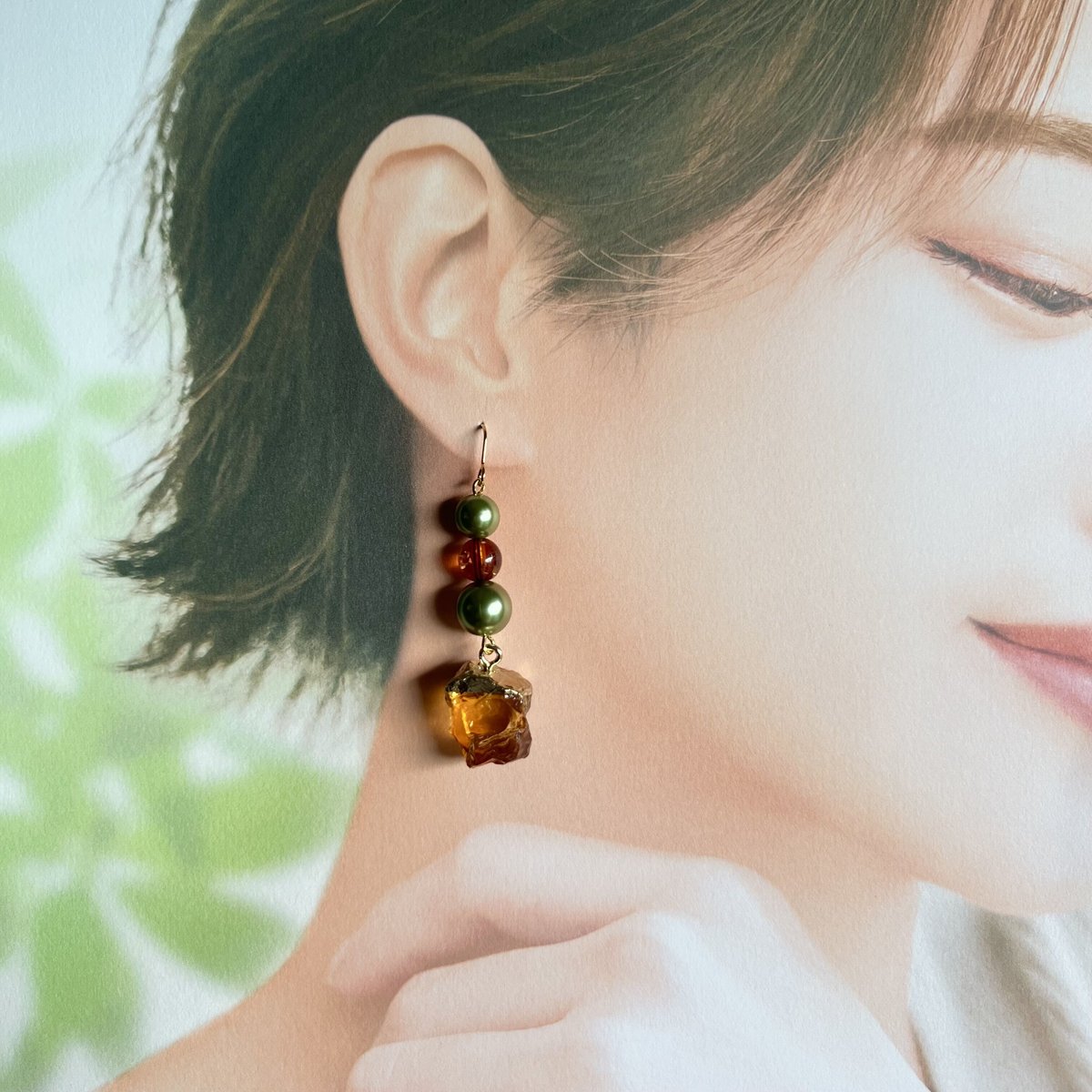 ハーフパールのべっ甲ピアス・イヤリング | peth handmade accessory s