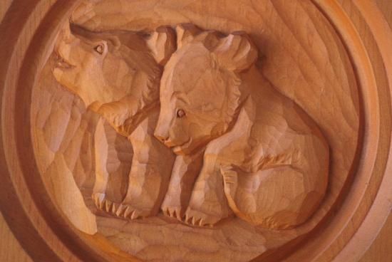 堀井廣治 作 木彫り熊のレリーフ