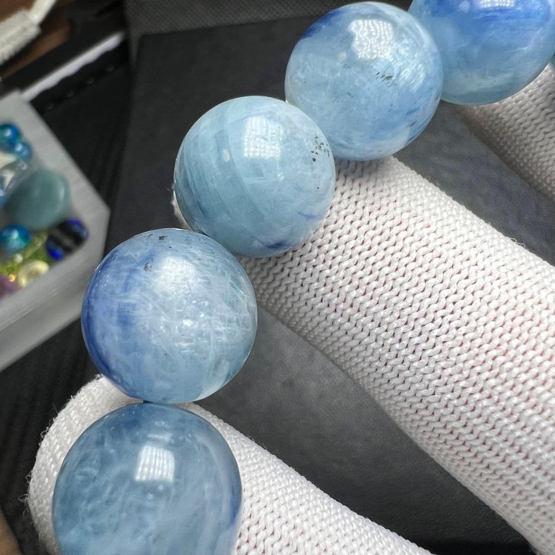 【67253】天然 カイヤナイト 13.4mm ブレスレット 天然石