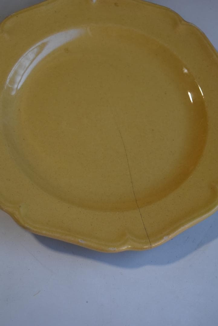 1枚はおまけ 19世紀アプト窯 黄釉花リム デセール皿 アンティーク