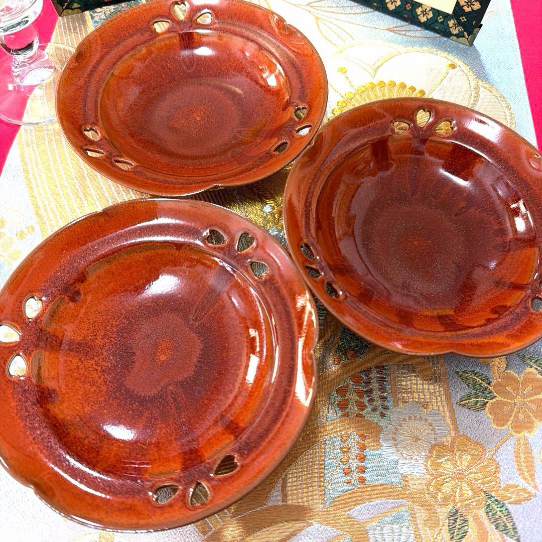 たち吉赤絵　角長皿　貝型金彩　清秀　萬珠 全18客 No.5-12