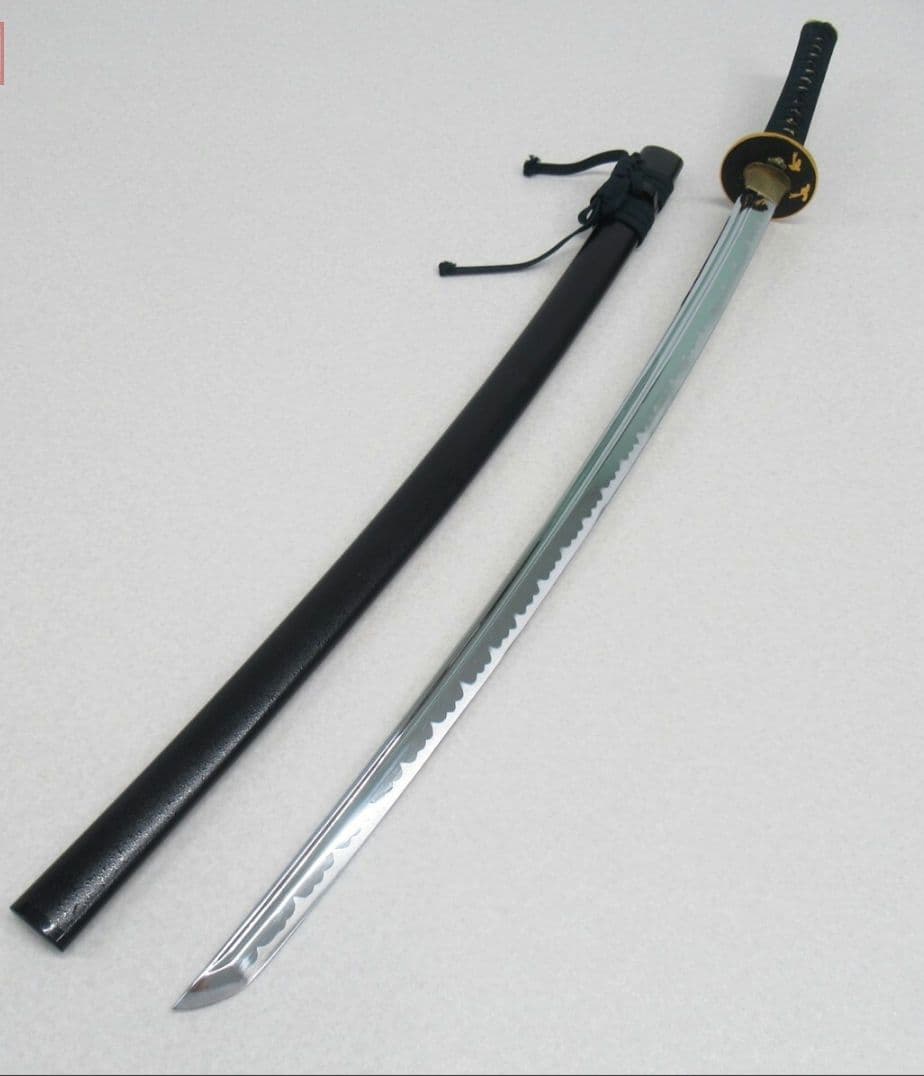 金龍図金縁黒丸鍔 本鮫 居合刀 模擬刀 美術刀 模造刀 維新の志士 坂本龍馬 金龍鍔 中級仕様 クリーニングクロス付