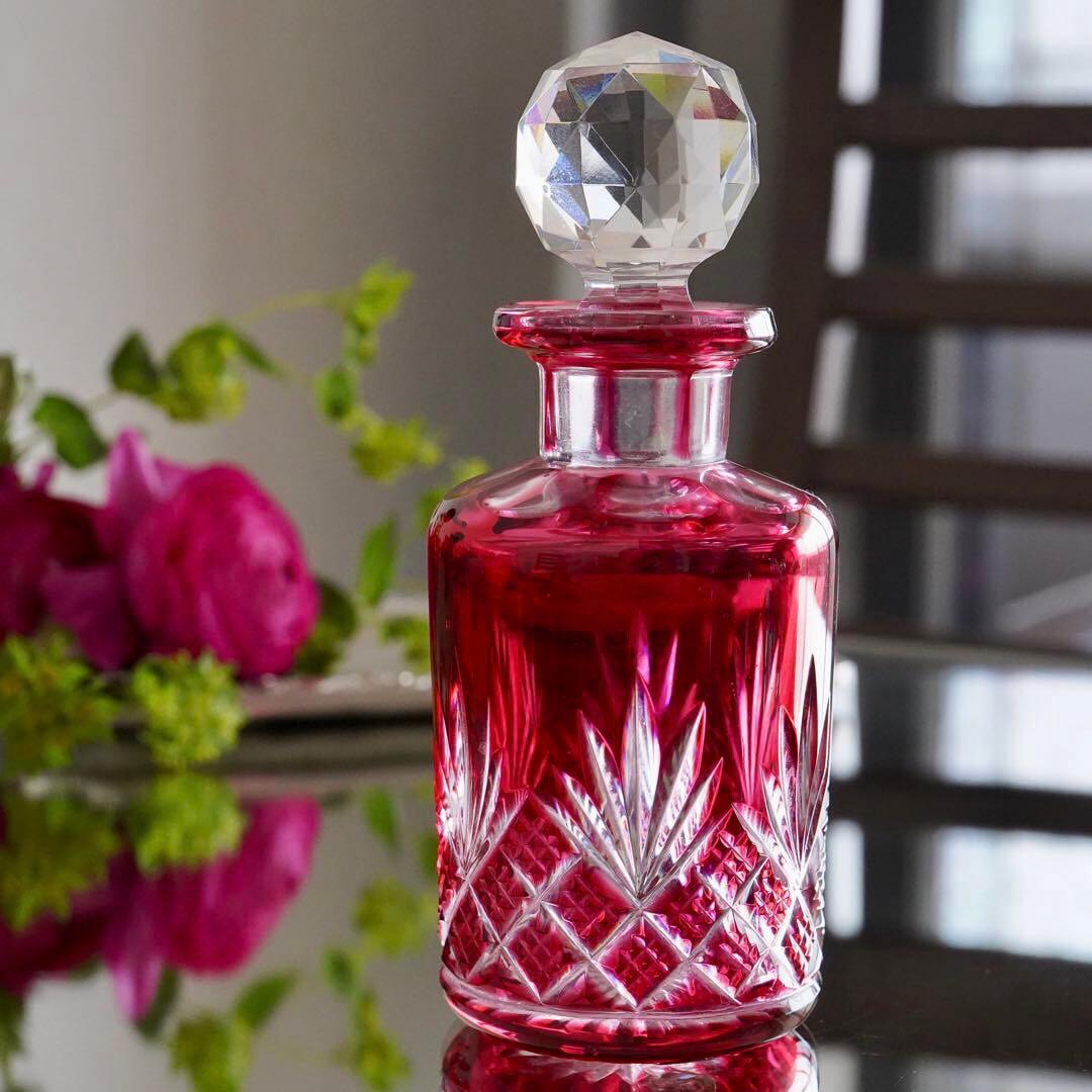 美品☆オールドバカラBACCARAT 金赤被せ ドゥエ 香水瓶 Sサイズ☆極