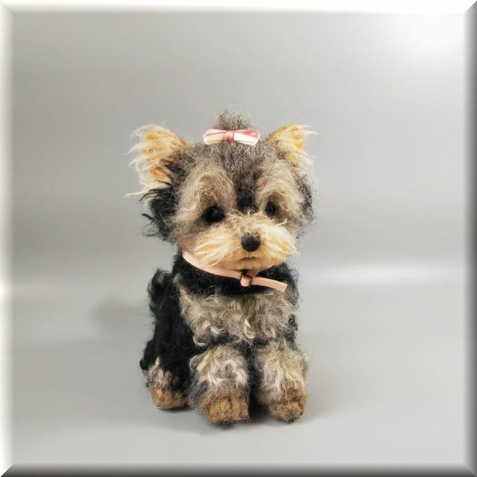 羊毛フェルト 犬 ヨークシャー・テリア 子犬 ヨーキー ヨークシャ